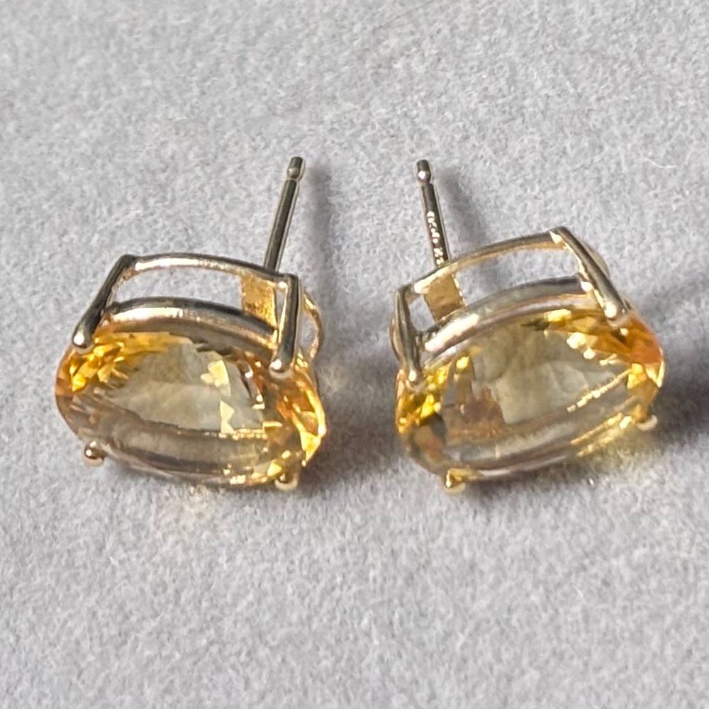 14K Gold Citrine Stud Earrings